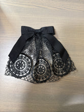 Embroidered Lace Hair Doily with Grosgrain Ribbon Bow Sand