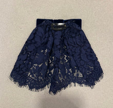 Classic OG Navy Lace Hair Doily w Velvet Bow