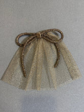 Gold Mesh Hair Doily With Rhinestone Bow