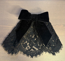 Classic OG Navy Lace Hair Doily w Velvet Bow
