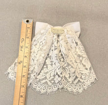 Classic OG White Lace Hair Doily w Velvet Bow