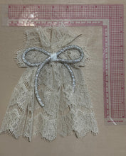 Sand Lace Hair Doily w Gold Rhinestone Bow