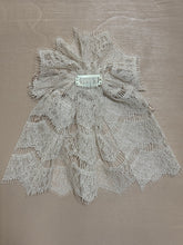 Sand Lace Hair Doily w Gold Rhinestone Bow