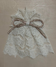 Sand Lace Hair Doily w Gold Rhinestone Bow