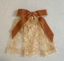 Vintage French Lace Doily with Velvet Bow