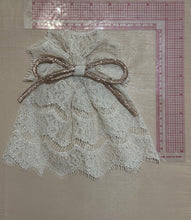 Sand Lace Hair Doily w Gold Rhinestone Bow