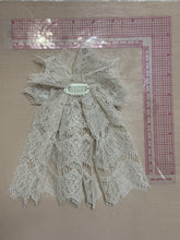 Sand Lace Hair Doily w Gold Rhinestone Bow
