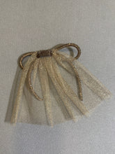 Gold Mesh Hair Doily With Rhinestone Bow