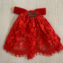 Classic OG Lace Vermillion Hair Doily w Velvet Bow