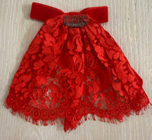 Classic OG Lace Vermillion Hair Doily w Velvet Bow