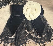 Classic OG Black Lace Hair Doily with Velvet Bow