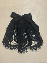 Classic Black Lace Hair Doily with Black Grosgrain Bow