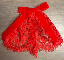 Classic OG Lace Vermillion Hair Doily w Velvet Bow
