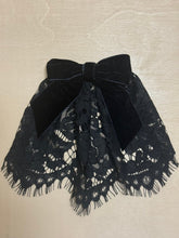 Classic Black Lace Hair Doily with Black Grosgrain Bow