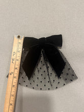 Dotted Mesh Hair Doily with Velvet Bow