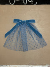 Blue Dotted Mesh Doily with Velvet Bow