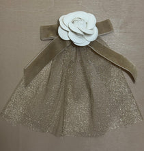 Gold Mesh Hair Doily w White Camelia