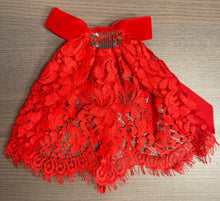Classic OG Lace Vermillion Hair Doily w Velvet Bow