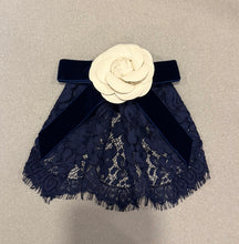 Classic OG Navy Lace Hair Doily w Camelia