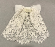 Classic OG White Lace Hair Doily w Velvet Bow