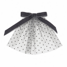 Blue Dotted Mesh Doily with Velvet Bow