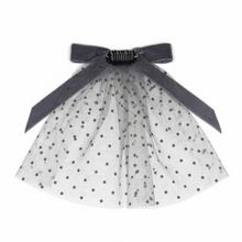 Blue Dotted Mesh Doily with Velvet Bow