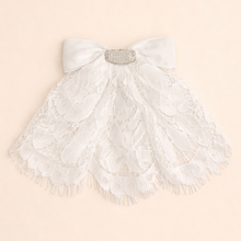 Lace Hair Doily with White Velvet Bow
