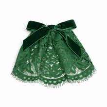 Green Lace Doily w Velvet Bow