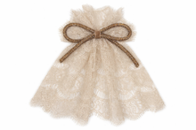 Sand Lace Hair Doily w Gold Rhinestone Bow