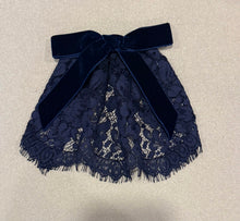 Classic OG Navy Lace Hair Doily w Velvet Bow