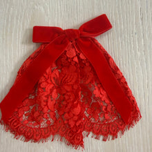 Classic OG Lace Vermillion Hair Doily w Velvet Bow