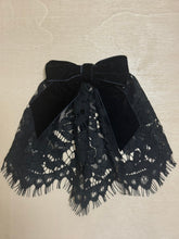 Classic Black Lace Hair Doily with Black Grosgrain Bow