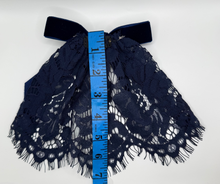 Navy Lace Doily w Velvet Bow