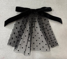 Dotted Mesh Hair Doily with Thin Velvet Bow