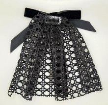 Designer inspired Mesh Hair Doily with Black Velvet Bow B