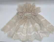 Sand Lace Hair Doily w Rhinestone Bow