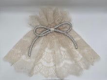 Sand Lace Hair Doily w Rhinestone Bow
