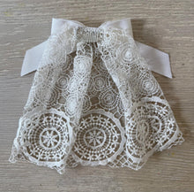 Embroidered Lace Hair Doily with Grosgrain Ribbon Bow C W