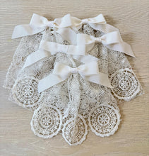 Embroidered Lace Hair Doily with Grosgrain Ribbon Bow C W