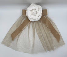Gold Mesh Hair Doily w White Camelia