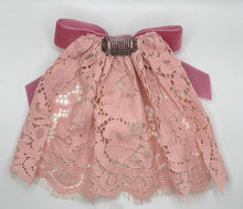 Rose Pink Lace Hair Doily with Velvet Bow