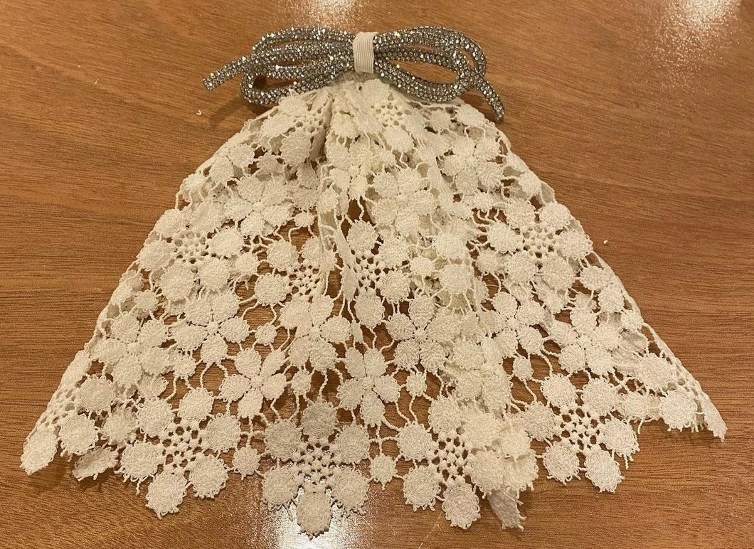 Lace Doily with Rhinestone Bows