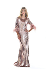 Barbara Sequins & Feathers Gown