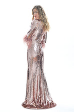 Barbara Sequins & Feathers Gown